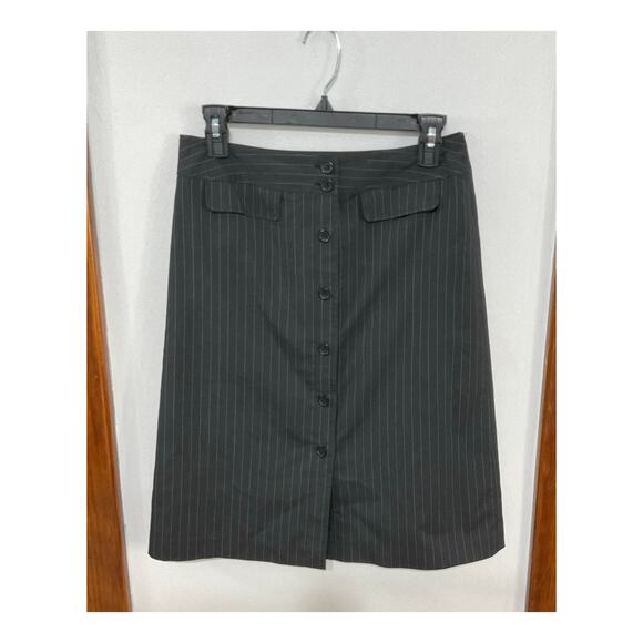 VTG 90s Loft Pinstripe Skirt A-Line Knee Length Button Front Size 4 Small - Picture 2 of 6